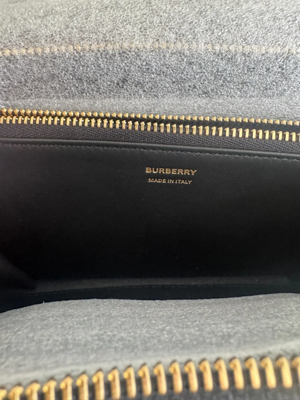 Burberry Black & Gray Zip Wallet with Gold Hardware - Picture 3 of 4
